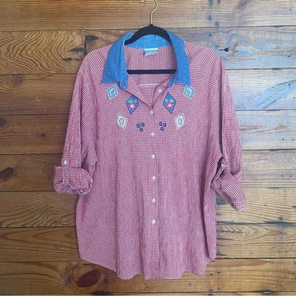 Napa Valley red checkered button down • vintage 90s - Picture 1 of 7